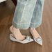 French Pointed Single Shoes Women's Shallow Mouth Rhinestone Silver Wedding Shoes Temperament Flat Shoes_vogvips.com