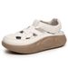 2026 Popular Summer Women's Sandals With Velcro Straps, Thick-soled Hollow Soft-soled White Shoes, Breathable Sports_vogvips.com