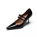 French-style High-heeled With Pointed Toe And Shallow Cut, 2025 New Model, Soft Leather, Elegant Mary Jane Shoes Women,_vogvips.com