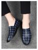 Doudou Shoes Men's Casual Leather Shoes Men's Shoes Embossed Plaid Shoes Lazy Men's Shoes_vogvips.com