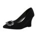 Wedge Shoes 2025 Spring New Fashion Rhinestone Pointed Toe Shallow Mouth Soft Sole Comfortable High Heels For Women_vogvips.com
