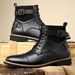 European Warm Series 2025 New British Style Men's Casual Martin Non-Slip Mid-Cut Pointed Leather Slip-On Work Boots_vogvips.com