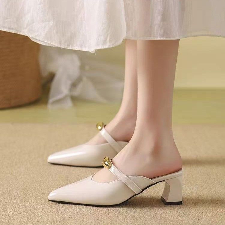 French-style Pointed-toe Mules Women, New Vintage Style Spring Summer 2026, Elegant And Suitable For Pairing With_vogvips.com
