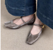 Super Soft Lambskin ~ French Style Single For Women, Square Toe, Stunning Low Heel Ballet Shoes, Retro One-Strap Buckle_vogvips.com