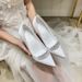 Women's White Satin Bridal Wedding Shoes Rhinestone Princess Small Size Bridesmaid Champagne Gold Dress Shoes_vogvips.com