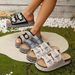 Summer New Style Women's Tassel Platform Slippers Double Buckle Rhinestone Plus Size One Strap Fashionable Shoes_vogvips.com