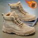 Men's Winter Fleece-Lined High-Top Martin Boots, Men's Worksite Non-Slip Thickened Warm Work Shoes, Ankle Boots, Cotton_vogvips.com