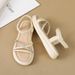 8805 New Women's Sandals 2024 Summer Outdoor Versatile Thick Flat Soft Sole Lace-up Forest Style Slippers Roman Shoes_vogvips.com