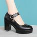 Women's Low-Heel Work Shoes – Slip-Resistant Rubber Sole & Adjustable Strap For Office/Stage (Black, 35-40, Breathable Lining)_vogvips.com