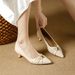 Stiletto High-heeled Shoes 2026 Spring New French Style Commuting Work Pointed Toe Mid-heel Slip-on Shallow Fashion Single Shoes_vogvips.com