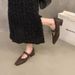 Sharp Pointed Niche Versatile Thick Heel Splicing Black Commuting Single Shoe Women's Spring Autumn French Mary Jane_vogvips.com