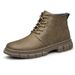 Leather Casual Martin Boots Men's Tooling Style Men's Boots Fleece Warm Men's Shoes Medium Tube Men's_vogvips.com