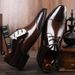 Men's Classic Business Casual Leather Shoes - Pointed Toe Low-Cut Oxfords With Rubber Sole For Office & Wedding Lace Up British Style Wedding Shoes_vogvips.com