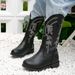 Princess Autumn Winter New Little Girls Fleece-Lined Warm Long Children Embroidered Western Boots_vogvips.com