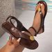 Flat Retro For Women 2026 Summer New Style Cross-Border Foreign Trade Metal Buckle Flip-Flop Sandals_vogvips.com