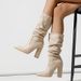 Women's Pointed Toe Slip-On Winter Boots With Chunky Heel – Fashionable & Comfortable Mid-Calf Boots In Black, Red, Beige_vogvips.com