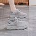 Summer Women's Shoes Breathable Hollow Mesh Shoes Women Korean Version Versatile Thick-Soled Knitted Sports Shoes Casual_vogvips.com