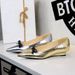 7200-H81 Hepburn Light Luxury Wedge Versatile Shallow Mouth Bowknot High-End Elegant Pointed Toe Women's Single Shoes_vogvips.com