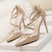 Women's Shoes Sexy Nightclub Stiletto High Heels Shallow Mouth, Pointed Rivets, Hollow Straps_vogvips.com
