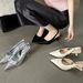 2024 Summer Women's High-Heeled Sandals With Thin Heels, Pointed Toe, Closed Back, Low Heel, Shallow Mouth, European_vogvips.com