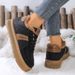 Women's Winter Plush Lined Sneakers With Thick Rubber Sole, Low Heel Slip-Resistant Casual Shoes For Walking, Comfortable Round Toe Boots_vogvips.com