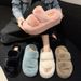 7cm Thick Hairy For Women's Outdoor Wear, 2025 New Autumn And Winter Flat Bottom Straight Warm Cotton Slippers_vogvips.com