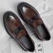 Korean-style Leather Business Casual Slip-on British-style Shoes, Round-toe, Textured, Trendy Men's Loafers SJ8758_vogvips.com