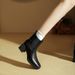 High Ankle 2025 Winter New Thick Heel Brown Women Mid-Calf Fashion Square Toe Stretch Women's Leather Boots_vogvips.com
