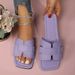 Plus Size Women's Trendy Knitted Flat Bottom Casual Couple Beach Shoes Summer Outerwear Comfortable Sandals For Women_vogvips.com
