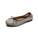 Square Head Single Shoes Women's Flat Bow Shallow Mouth Doudou Shoes Small Fragrant Soft-soled Ballet Shoes_vogvips.com