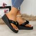 Thick-soled Flower Flip-flops Women's Summer Fashion Outer Wear New Seaside Non-slip Beach Shoes Pinch Sandals_vogvips.com