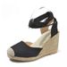 Women's Shoes Summer New Large Size Wedge Heel Women's Sandals Thick Bottom Baotou Baohe Ankle Ring Strap Cloth Rope Sandals Women_vogvips.com