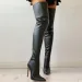 Black Faux Leather Thigh High Comfortable Pointed Toe Stiletto Heel Slim Fit Over The Knee Boots Nightclub Party Women_vogvips.com