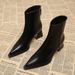 Genuine Leather Pointed Toe Short For Women 2025 New Spring And Single Thick Medium Slim Autumn Winter High Heel Bare_vogvips.com