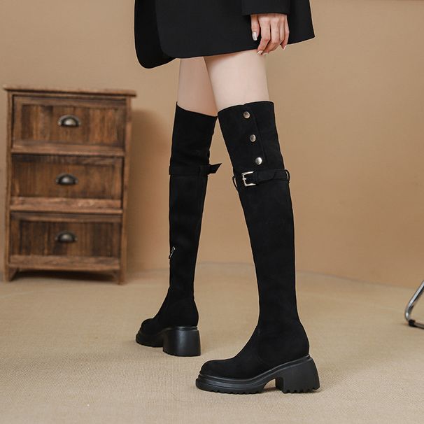 Trendy Western Cowboy For Women, Autumn And Winter Over-the-Knee Long With Fleece Lining, Height Increasing, Thickened,_vogvips.com