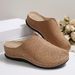 Women's Thick Soled Slip-On Embroidered Slippers Autumn New Style plus Size Closed Toe Lazy Wedge Heel Half Slippers_vogvips.com