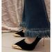Elegant Black Suede Metal Stiletto Heels For Women - Pointed Toe Dress Pumps With High Heel For Party & Office_vogvips.com