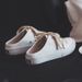 Spring/Summer New Student Canvas Women's Fashion Lace Up Board Open Small White Shoes Sandals Half Drag Brace Breathable_vogvips.com