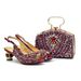 Wedding high-heeled rhinos round head fish mouth back sandals with Glitter diamond hand bag set shoe bag_vogvips.com