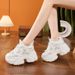 Dad's 2025 Summer New Item, Small Height Increasing Women's Sports And Leisure Shoes, Perforated Breathable Mesh Shoes_vogvips.com
