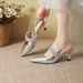 Summer New Women's Fashion High Heels, Versatile Stiletto, Shallow Pointed Toe, Back Strap, Rhinestone Enclosed Toe_vogvips.com