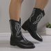 New Plus Size Women's Winter New Western One Foot Flat Snow Embroidered Calf Boots, Cross_vogvips.com