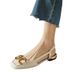 French-style Low-heeled Retro Closed-toe Women, 2026 Summer New Model, Backless With Horsebit Buckle, Suede Strap_vogvips.com
