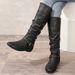 Vintage Autumn Winter Fashion With Belt Buckle, Long Boots, Round Toe Women's Boots_vogvips.com