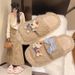 High-Value Cartoon Strap Dog One-Word Cotton Winter Outdoor Wear Resistant Non-Slip Furry Home Soft Sole Open-Toe_vogvips.com