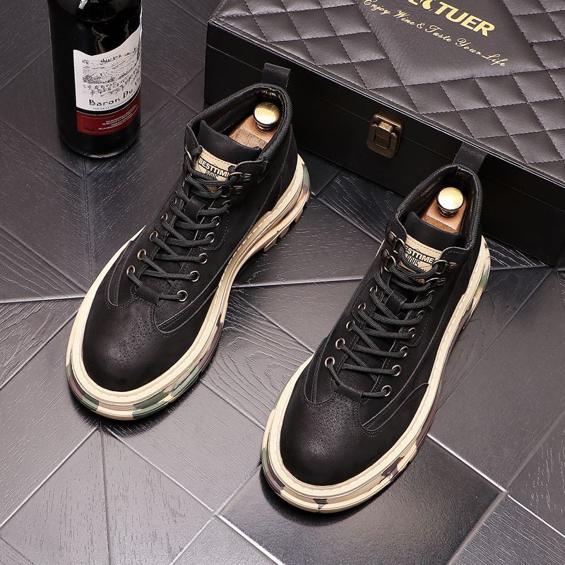 Martin High British Style Ins Mid Top Short Tooling Autumn And Winter Men S Shoes Increase Casual Desert Boots_vogvips.com