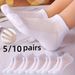 5 Pairs Breathable Mesh Ankle Unisex Summer Thin Boat Socks Soft Stretch Low Cut Casual Sports Solid Color_vogvips.com
