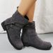 Foreign Trade Autumn Winter New Style Independent Station Round Toe Side Zipper Low Heel Large Size Short Flat Belt_vogvips.com