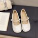 French Rhinestone Silver Mary Jane Single Shoes Women's Autumn Small Leather Shoes With Skirt Thick Heel Evening Shoes_vogvips.com