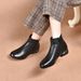 2024 New Chunky Heel Short Versatile Spring Single Boots Soft Sole Brown British Round Toe Autumn Winter Fleece-Lined_vogvips.com